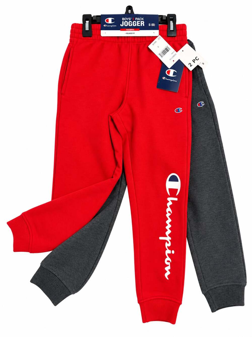 NWT Champion Boys 2 Pack Jogger Size S (8) Red Charcoal